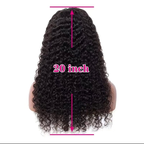 20” 180% Density Natural Black Kinky Curly 13x4 Lace Frontal Brazilian Hair Wig - Picture 6 of 10